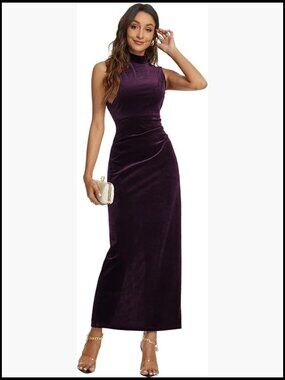 Velvet Maxi Dress Backless Bodycon Formal Cocktail Party Gown